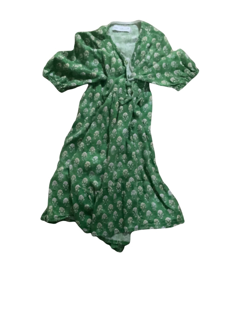 ZARA Green Girls Dress with Flower Design Size 6